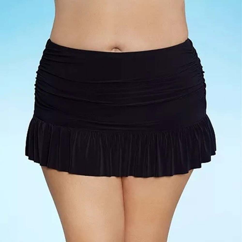 Liz Claiborne 24W Swimsuit Skirt Swim Bottom Tummy Panel Full Coverage Black